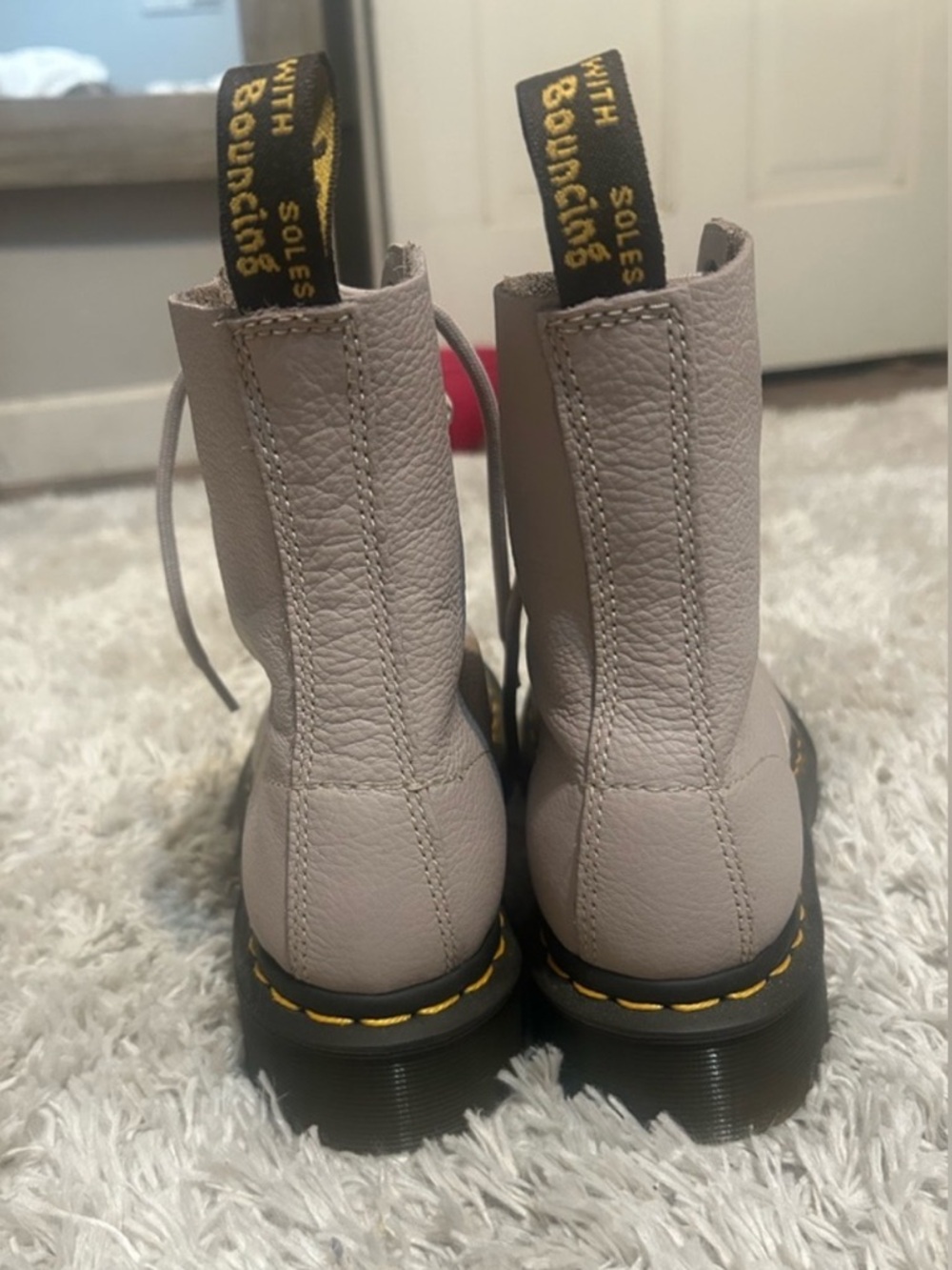 Dr. Martens Women's Lace-Up Leather Boots in Light Taupe - Picture 4 of 4